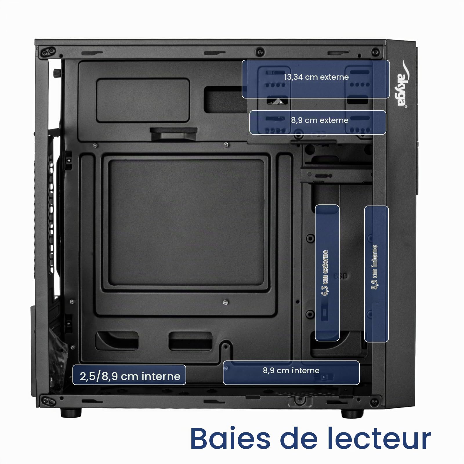 Akyga AK19BK Boîtier PC Micro Tour - Boîtier d'ordinateur Compact avec USB-C, USB 3.0 et Audio HD, Prend en Charge Micro ATX, Mini ITX, Flex ATX, pour Une Utilisation au Bureau et à la Maison, sans