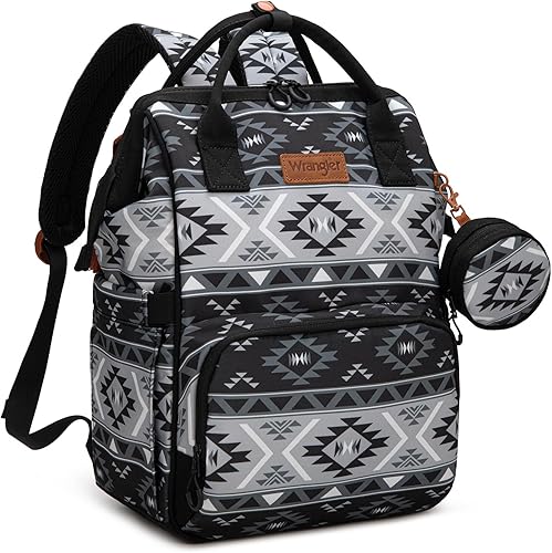 Miniatura 18 de Wrangler - Mochila Azteca Organizada, Mochila de Día, Bolsa de Viaje para Bebé con Correa para Carrito y Bolsillos Laterales para Botellas, Mediana,