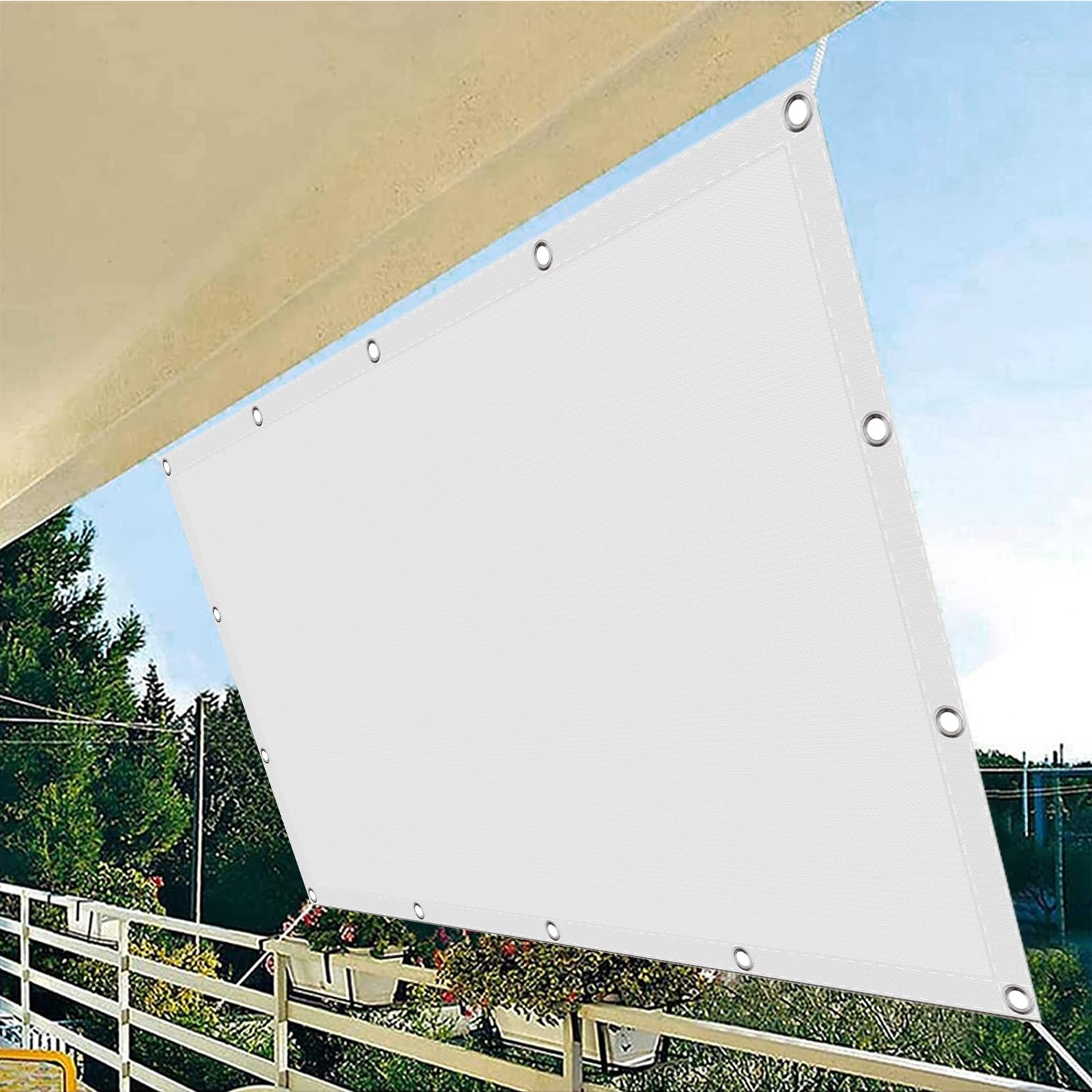 WQPMNYG Rectangular Shade Sail 2.6 x 6m - Breathable, UV-Resistant HDPE Sunshade Canopy for Garden, Balcony, Terrace - Outdoor Sun Sail in White