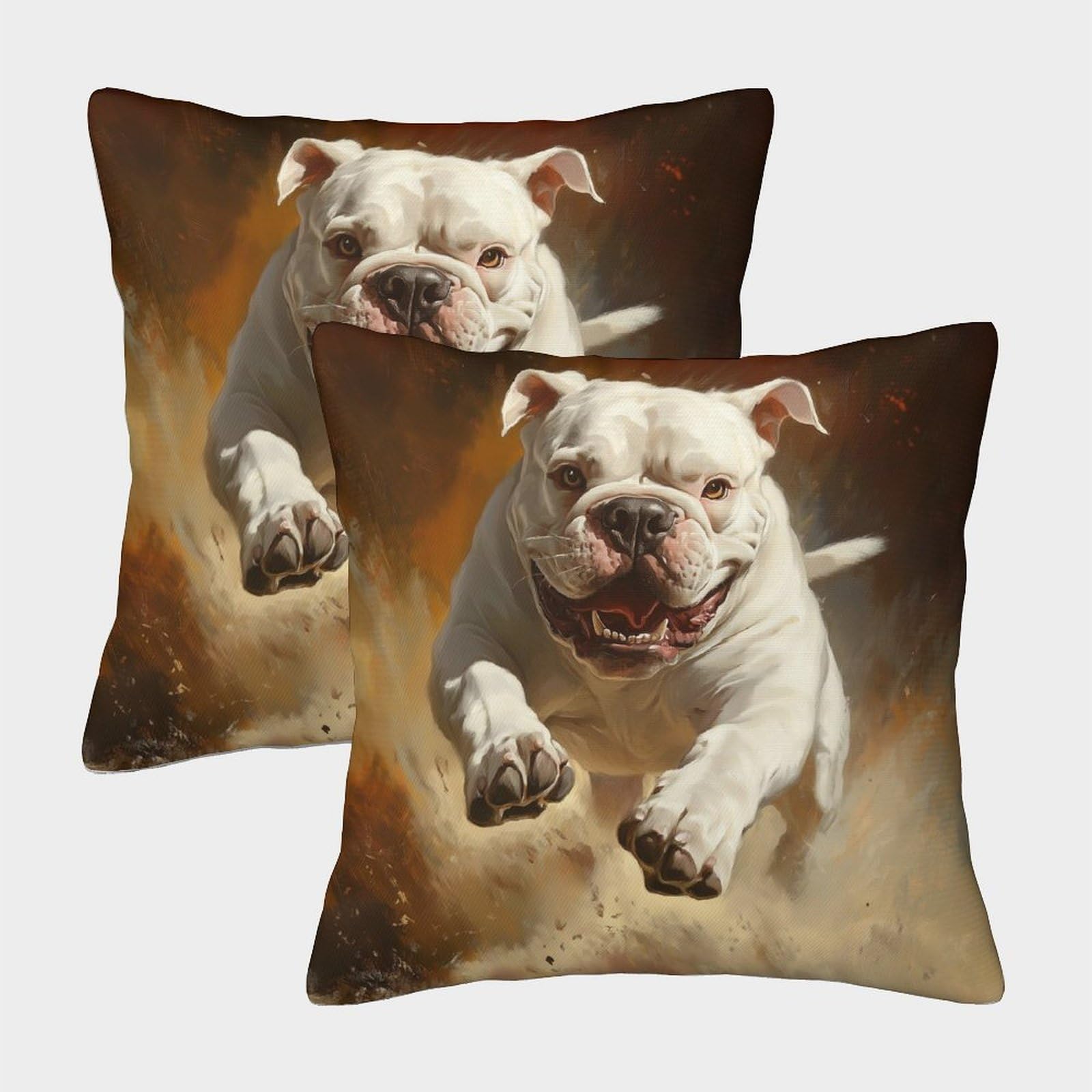 kaiyun 2 Pack Bulldog,Charging Stunning Picture Pillow Case 45x45cm 3D Printing Cushion Cover,home Decoration Sofa Cushion
