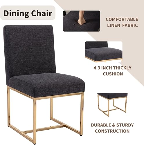 Miniatura 38 de HNY Juego de 2 sillas de cocina cómodas y modernas, de piel sintética, para cocina y comedor, silla auxiliar tapizada con marco de metal con acabado