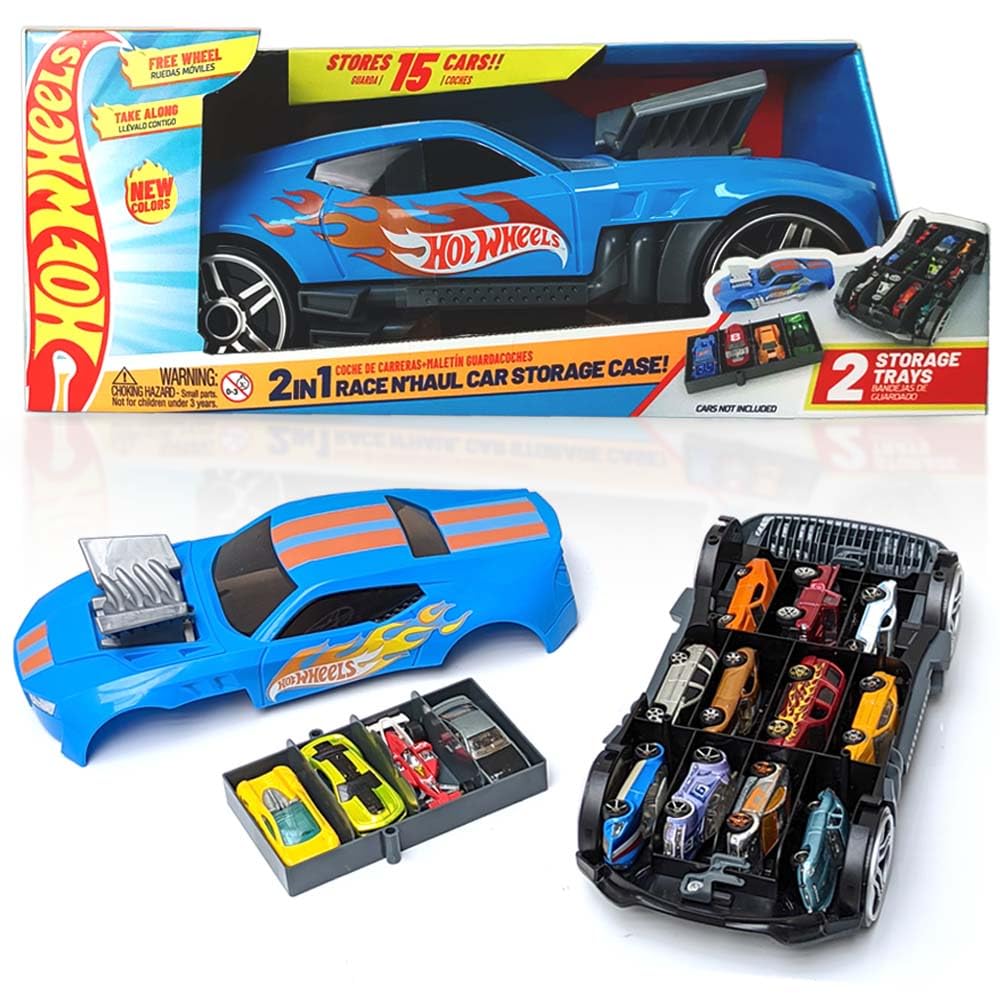 Hot Wheels Race N' Haul 2'si 1 arada oyuncak çantası, saklama ve transporter