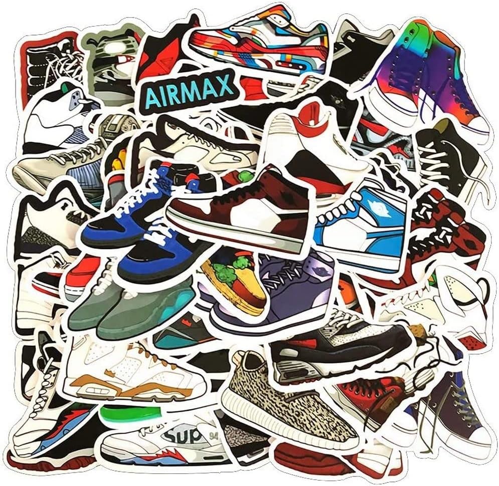 ТоуPRO - 10/20/50pcs Trendy Basketball Sneaker Shoes Stickers Bottle Luggage Phone Case Scrapbook Sticker for Kids Тоу Gift (10pcs Sneaker)