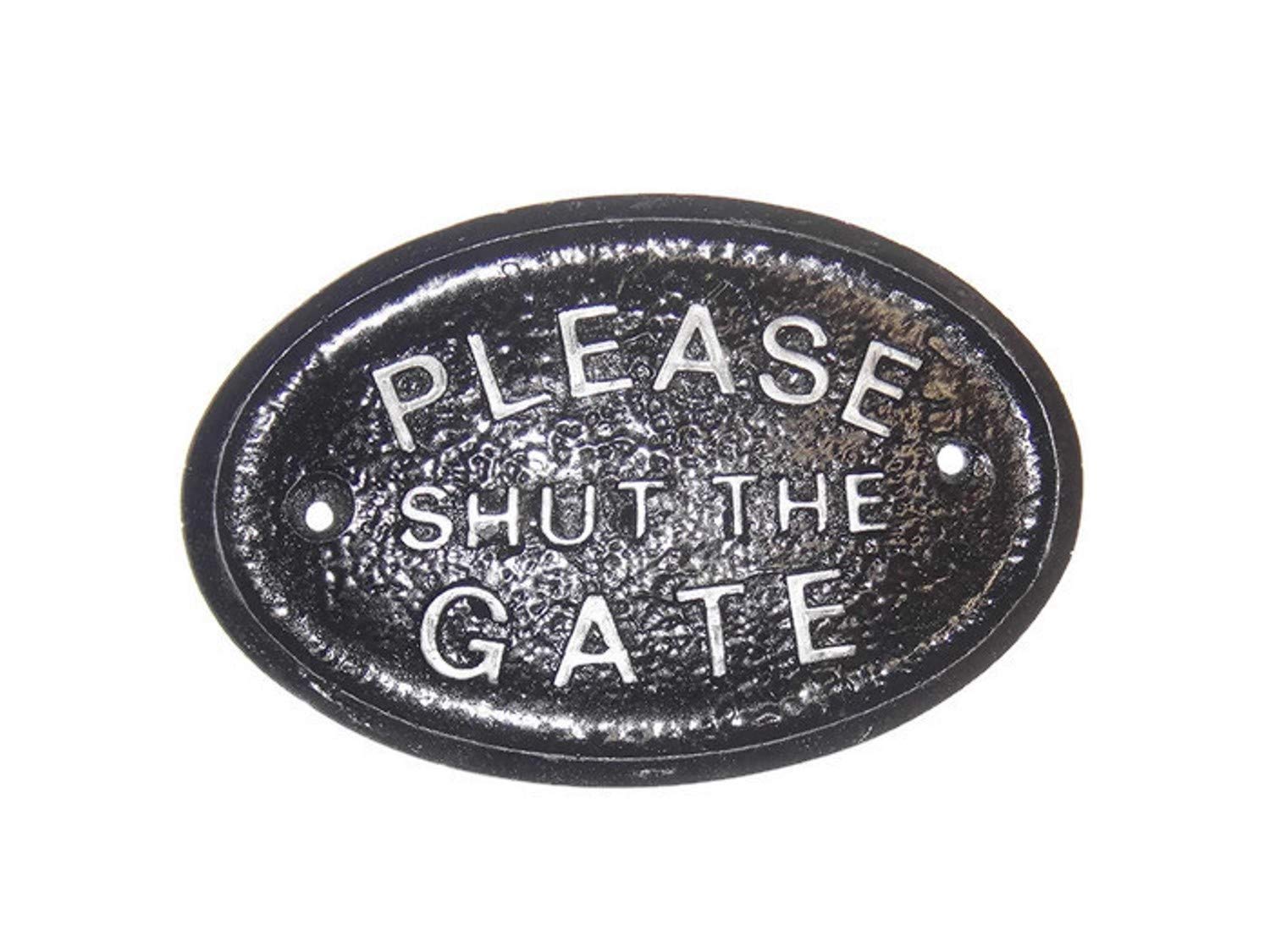 Silver Please Shut The Gate House/garden Wall Plaque in Black with Silver Raised Lettering