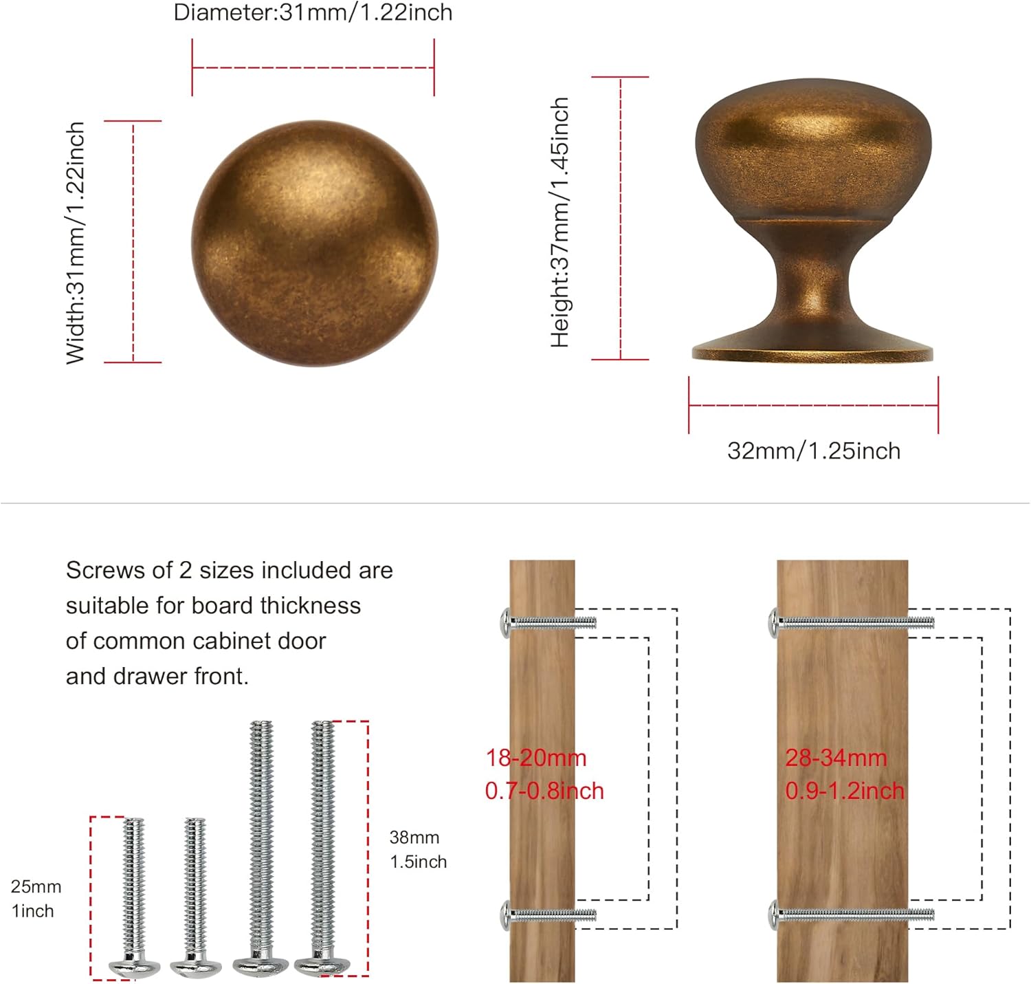 TUNNY 10 Pack Cabinet Knobs-Antique Brass Cabinet Pulls for Dresser Knobs Drawer Knobs and Pulls for Kitchen Bathroom Cupboard Drawer Pulls