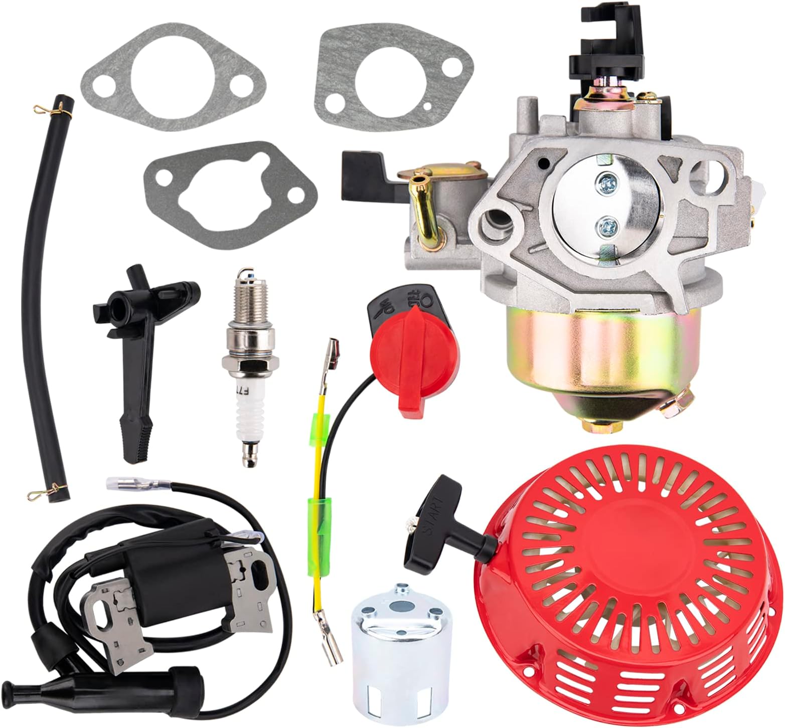 GX390 Carburetor Compatible for Honda GX340 GX360 GX390 11HP 13HP Carb Lawnmower Engine With Recoil Starter Lgnition Coil Air Filter Kit Replaces 16100-ZF6-V01