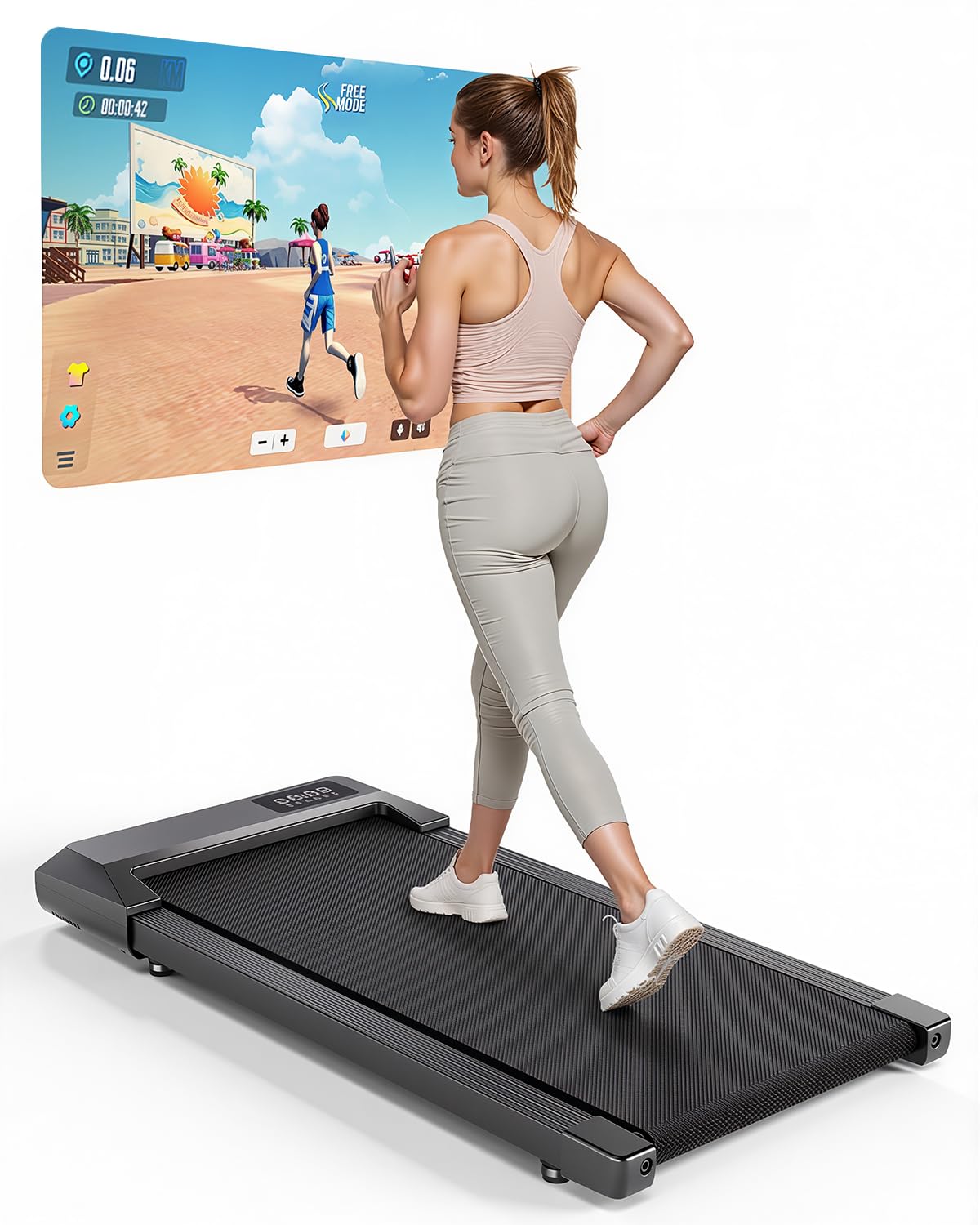 Copant Walking Pad Geeignet für High-Tech-Geräte Laufband Schreibtisch 6 km/h mit APP-Steuerung Laufband für Zuhause 136 KG mit Professionelle Trainingskurse & Multi-Runner-Rennen