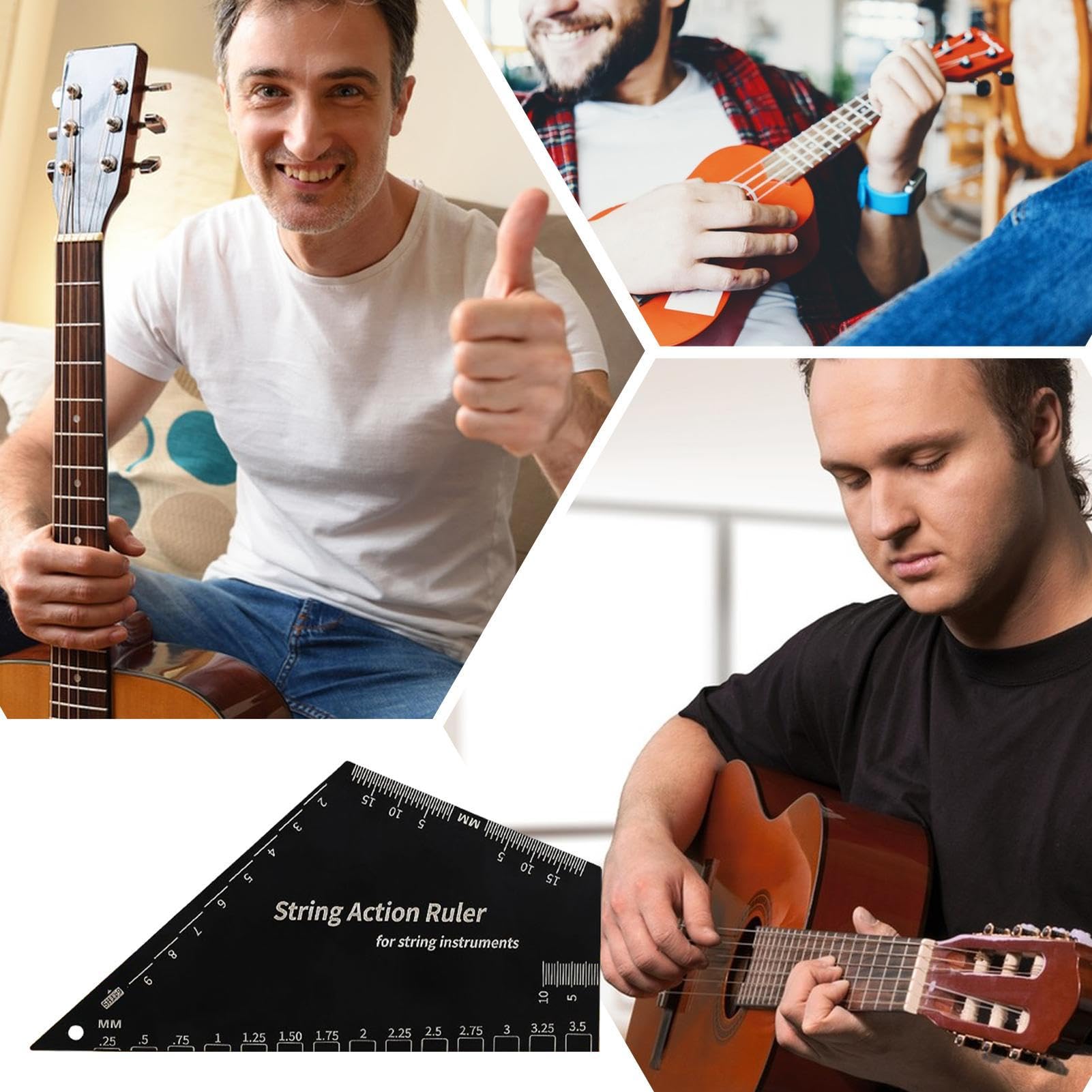 Outil de jauge de corde pour guitare, jauge de règle d'action des cordes avec mètre de frette standard pour guitare électrique basse acoustique et luthier