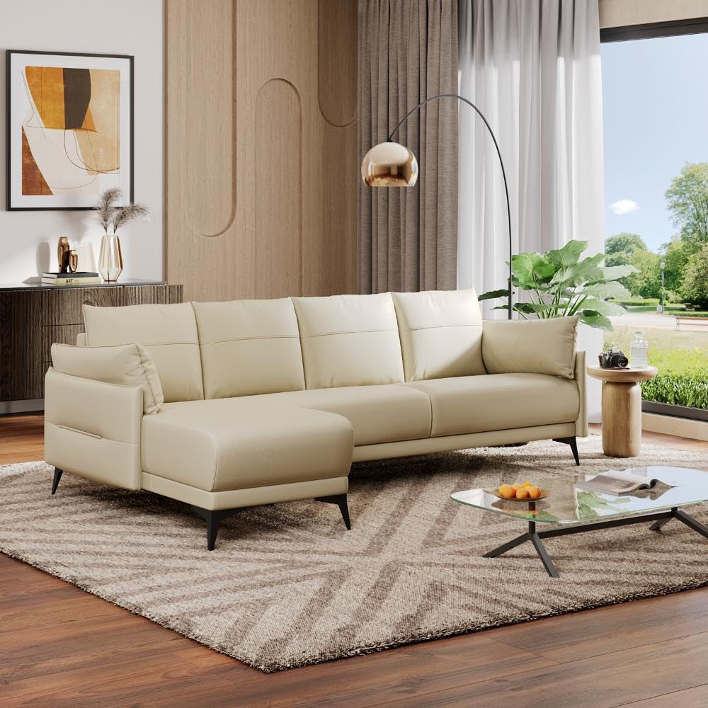 Wakefit Sofa Set | 5 Year Warranty | Sofa 3 Seater, 3 Seater Sofa for Living Room, Wooden Sofa Set, 3 Seater + Left Aligned, Sofa for Living Room - Komodo(Robin : Beige)-image-3