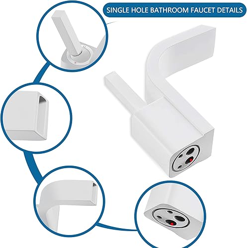 Miniatura 5 de SKOWLL - Grifo de lavabo de baño con una sola manija, mezclador de lavabo con placa de cubierta de 6 pulgadas, color blanco mate
