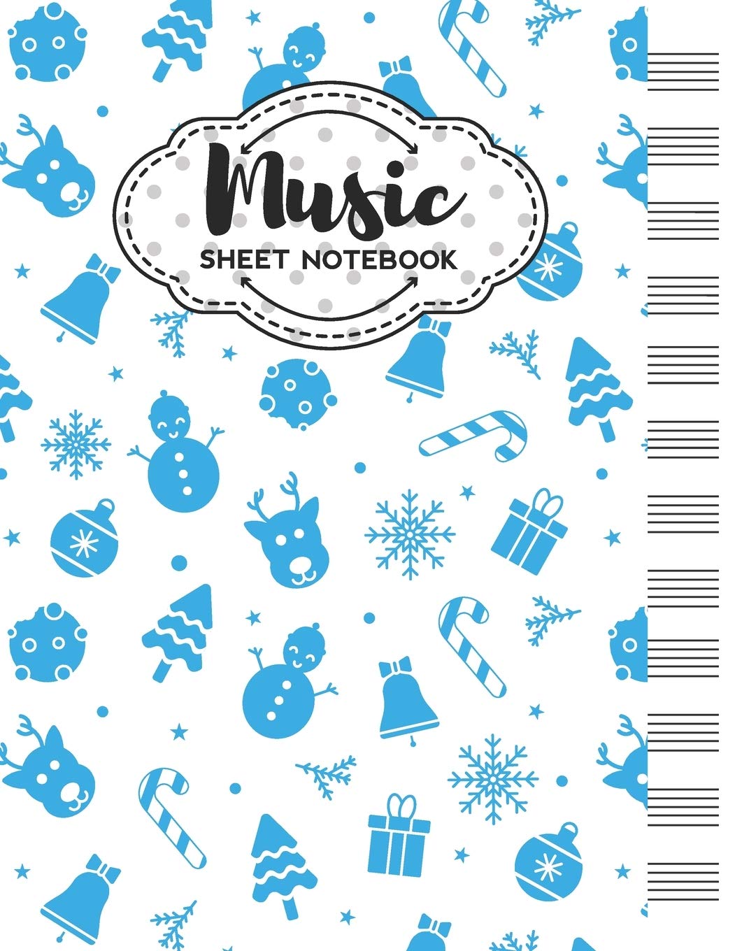 Music Sheet Notebook: Blank Staff Manuscript Paper with Merry Christmas Themed Cover Design