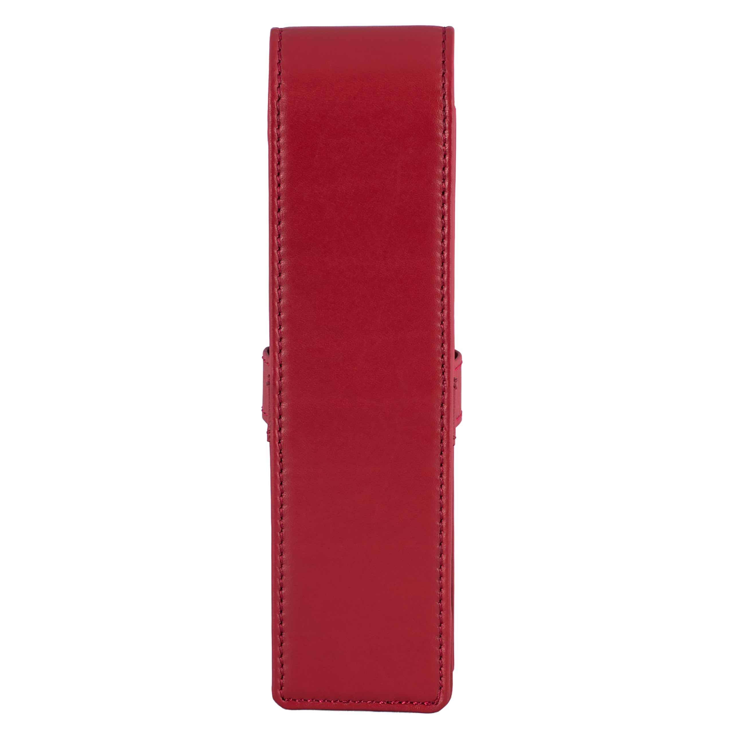 DiLoro Pen Case by Italy Leather Pencil Fountain Pen Holder Double Two Pens Red, Double Pen Case - Image 2