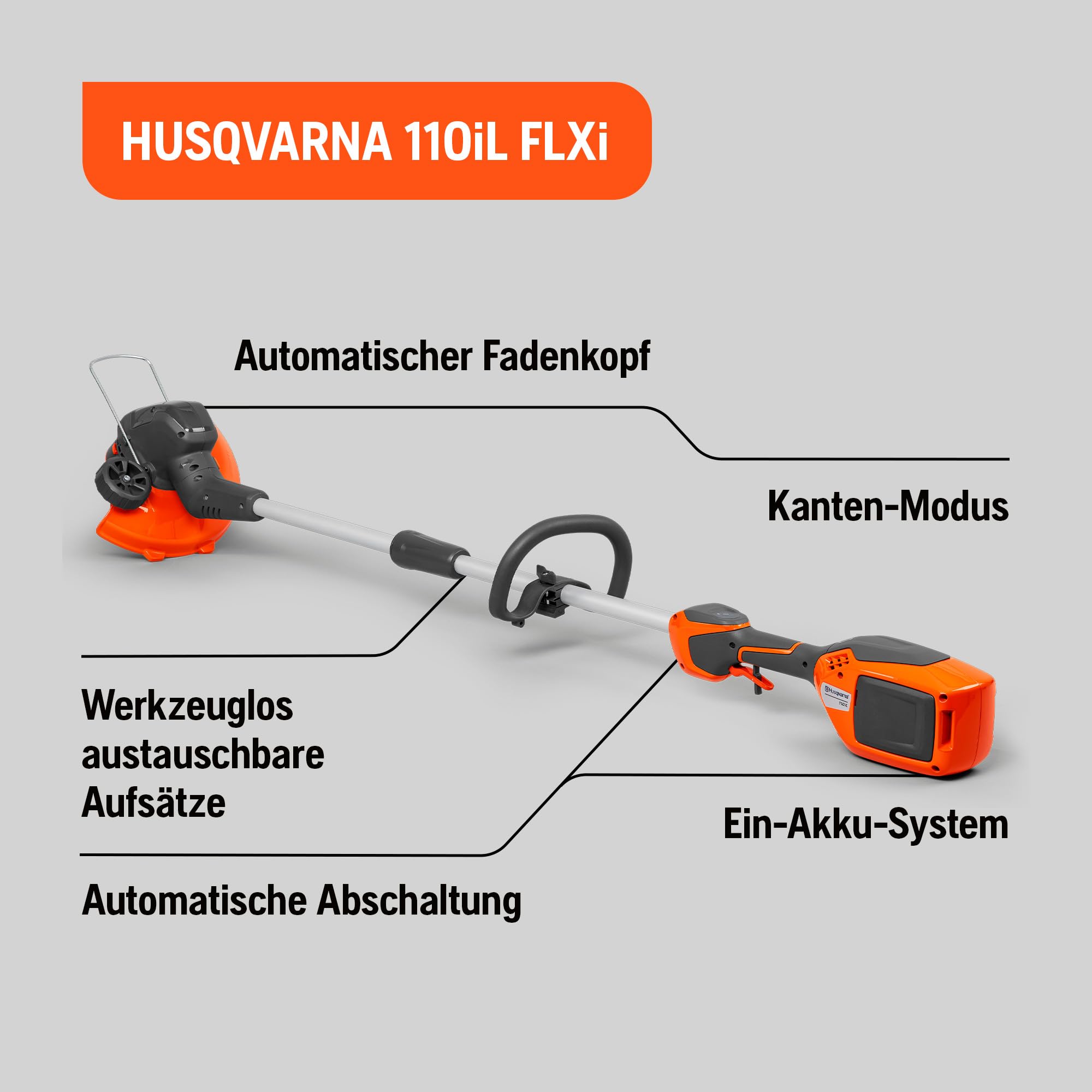 Husqvarna 110iL 36V Akku-Rasentrimmer inkl. Akku und Ladegerät | Leichtes, leises, vielseitiges Multifunktions-Werkzeug