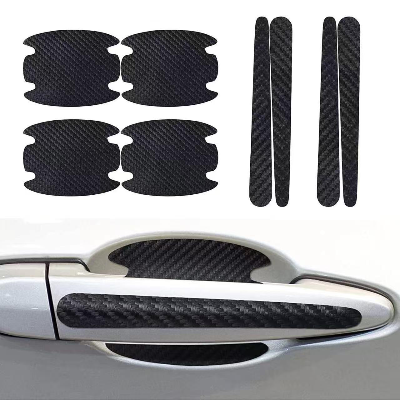 8 PCS Car Door Handle Sticker for 2015-2022 Chevy Chevrolet Colorado, Carbon Fiber Texture Anti Scratches Sticker Self Adhesive Scratch Free