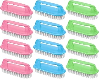 12 Pack Handle Scrub Brush Heavy Duty Hand Held Scrub Brushes Cleaning Set, Stiff Bristles Multi-Purpose Cleaning Brushes for Floor Laundry Bathtub Sink Tile & Household Surfaces, 4 Colors