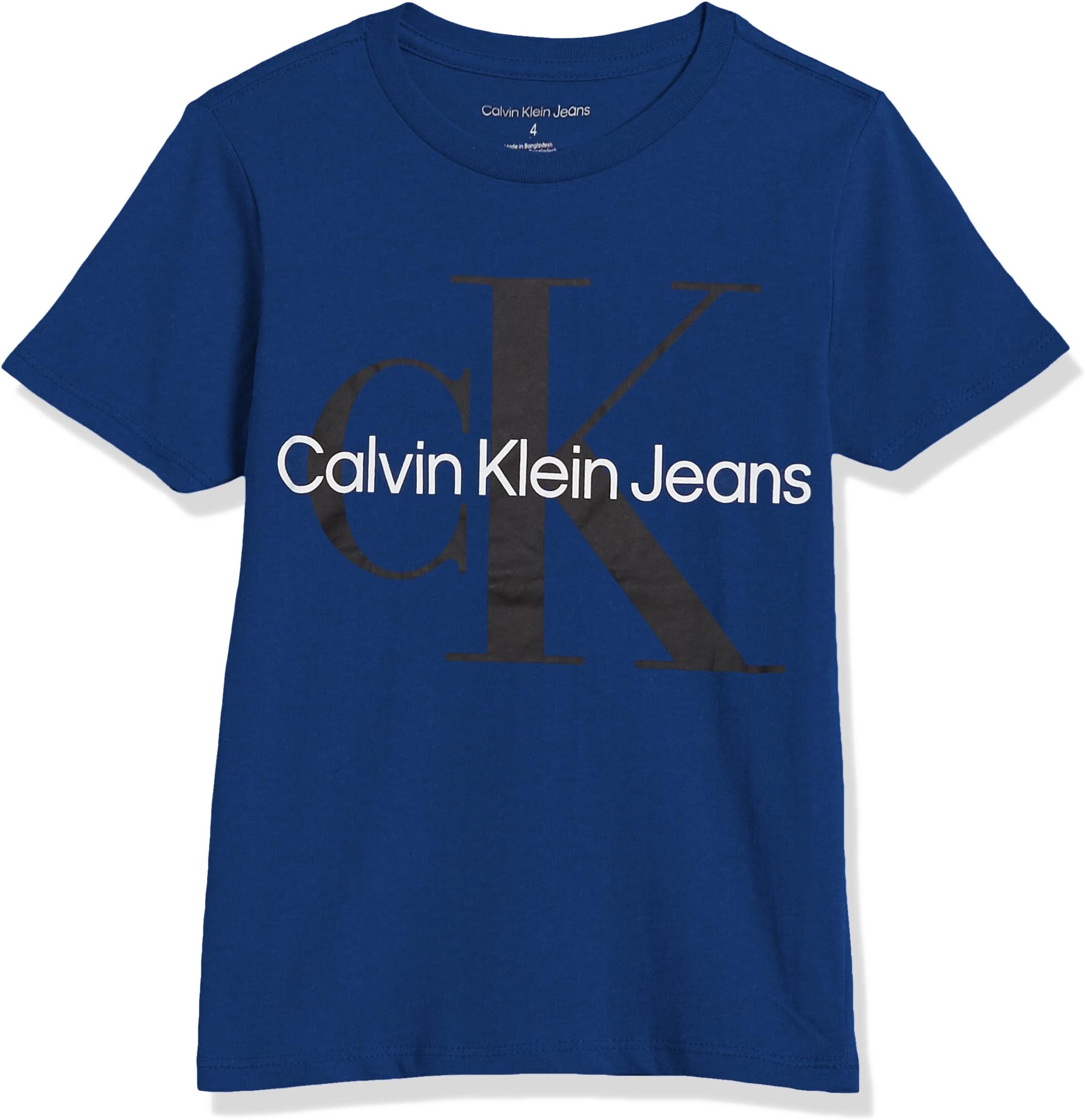 Calvin Klein Boys Short Sleeve Logo Crew Neck T-Shirt, Soft, Comfortable, Relaxed Fit