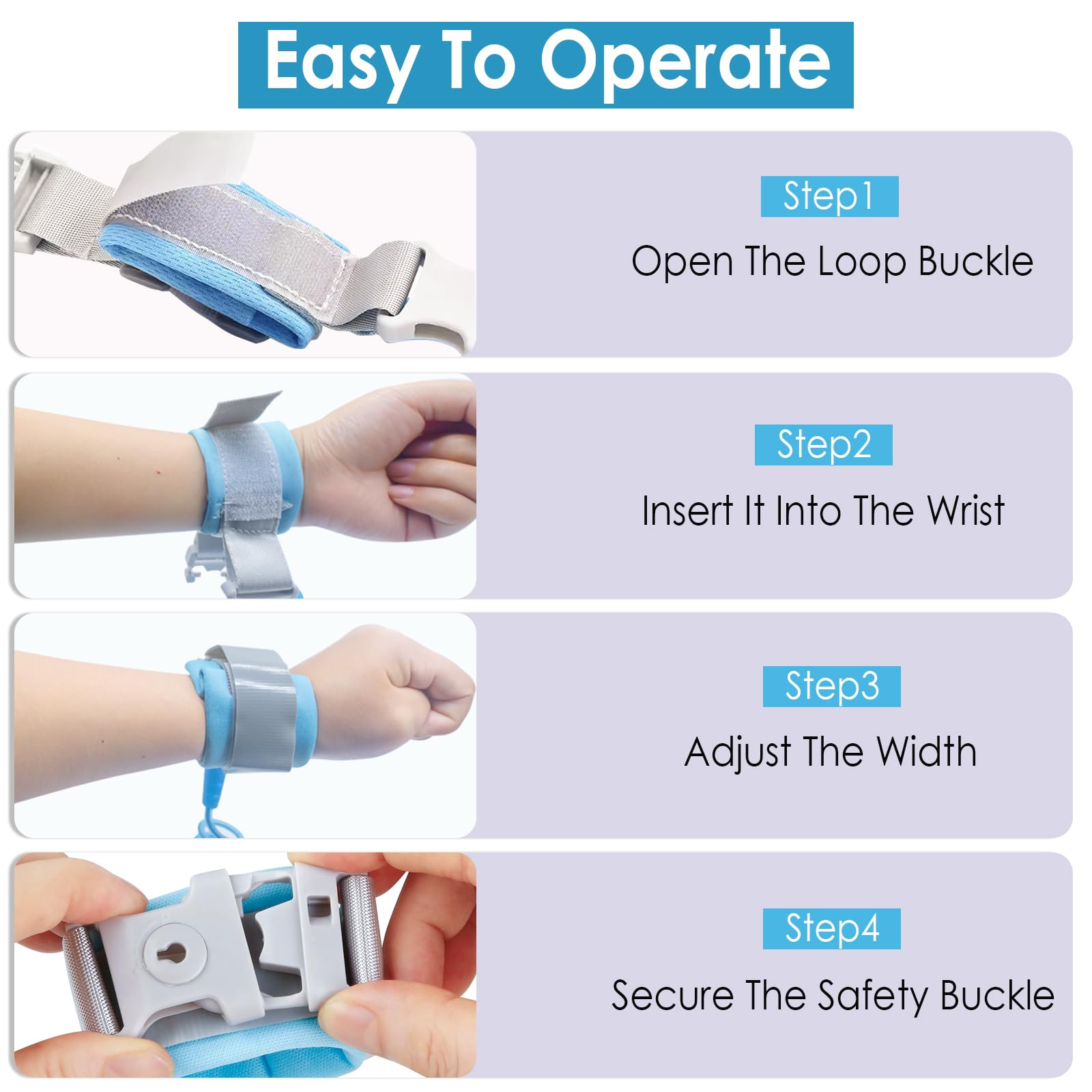 2 Pieces 2M Wrist Reins for Toddlers Anti Lost Wrist Bands Children,Wrist Straps for Children,360° Rotatable Elastic Wire Rop - Image 4