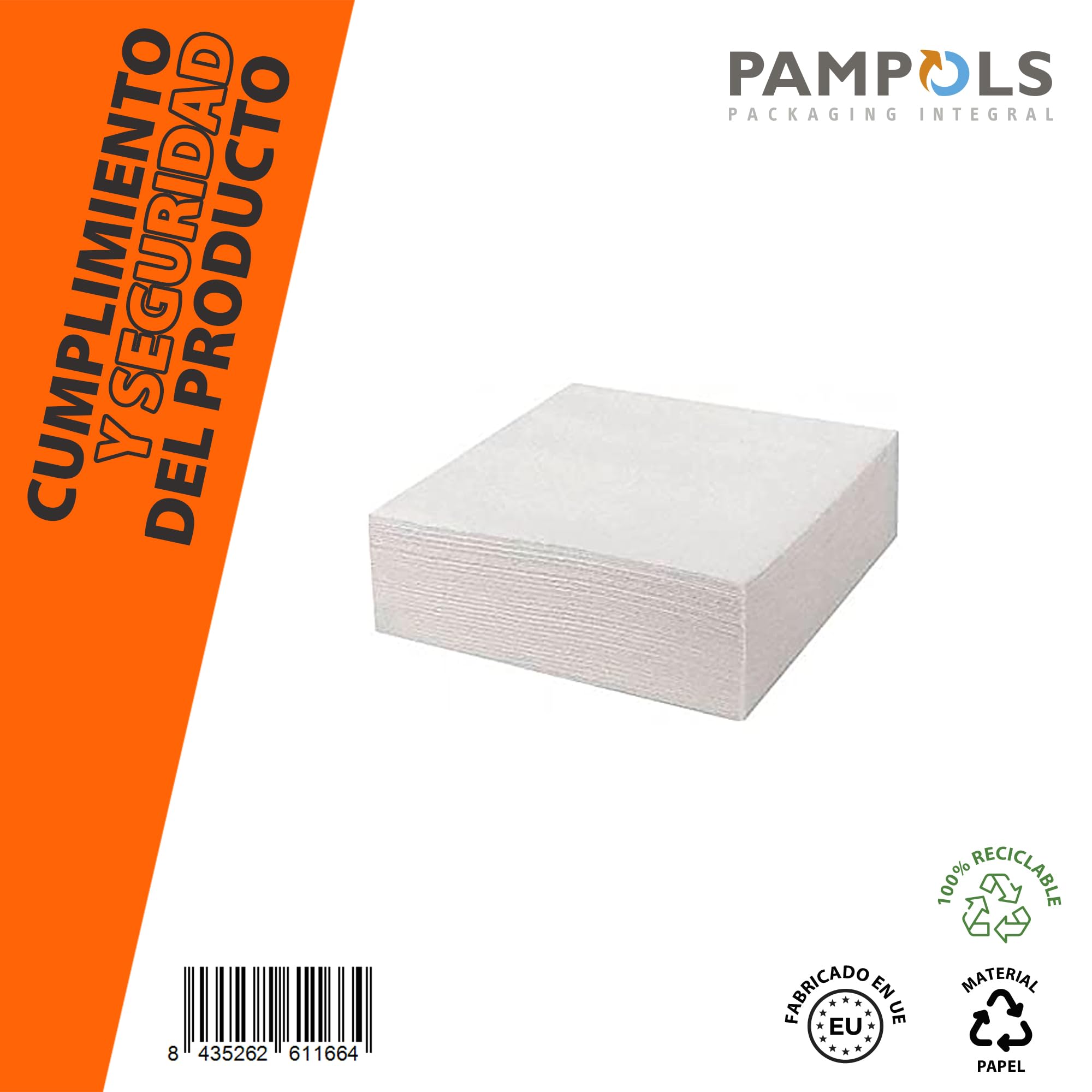 Pack 2400 Servilletas Desechables de Color Blanco | Papel de Doble Capa | 40x40cm desplegada