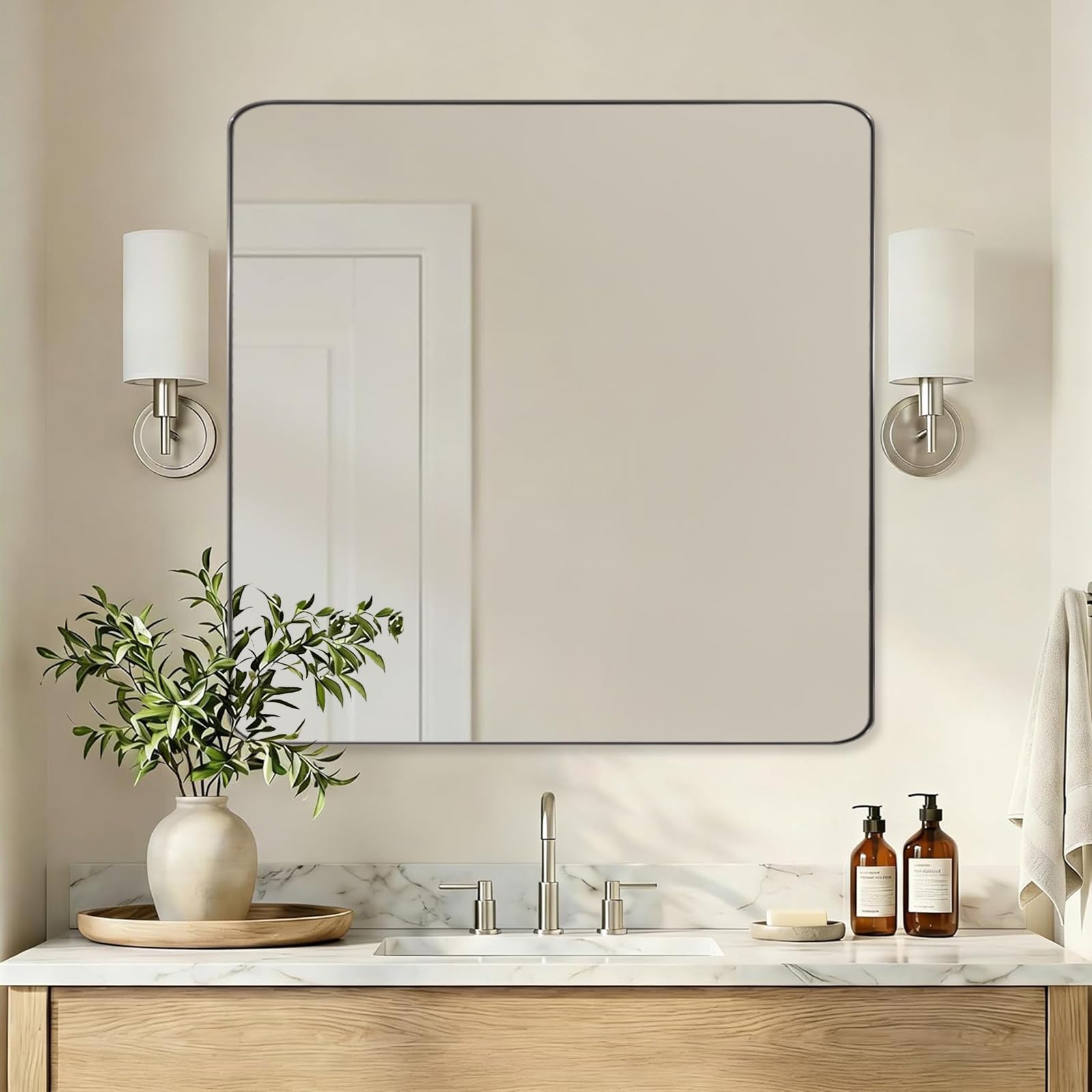 Amazon.com: ANDY STAR Brushed Nickel Mirrors for Bathroom Sink