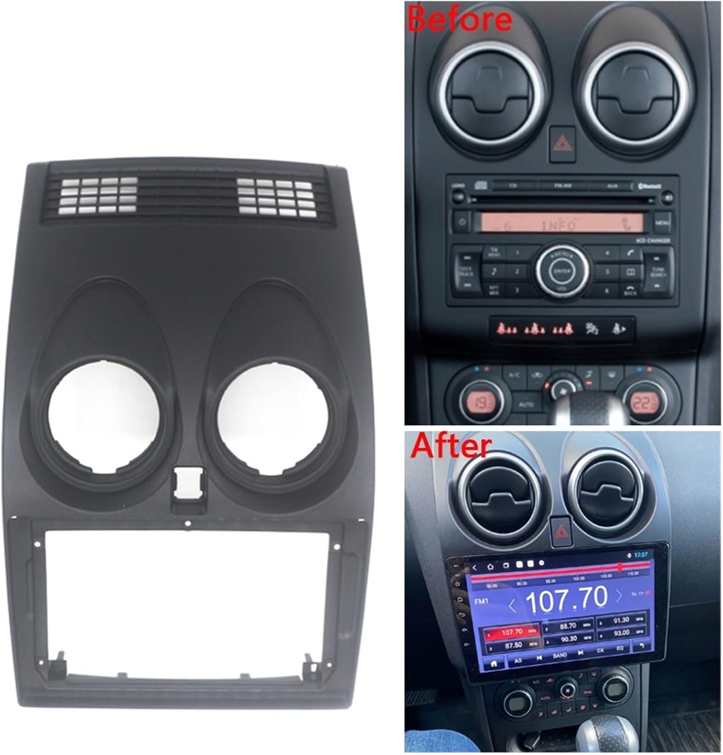 Automotive Interior Multimedia Panel 2 Car Radio Fit for Nissan Qashqai 2006-2013 Car Stereo Audio Player DVD Panel Kit Frame Center Console Holder Fashionable And Aesthetically Pleasing(Fascia and ca
