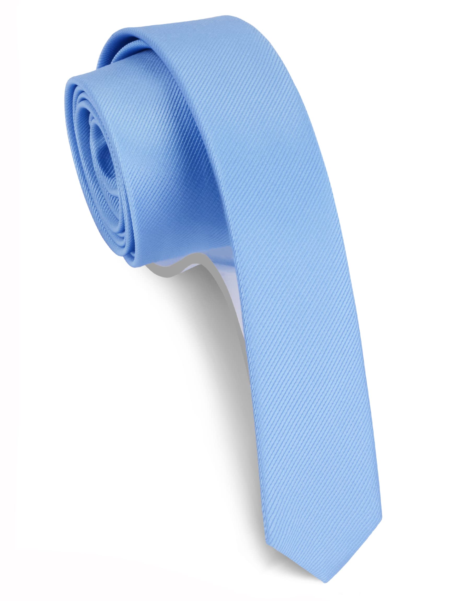 Gusleson Men's Light Blue Silk Skinny Ties For Solid Formal Tie Slim Necktie (Uk0801-09)
