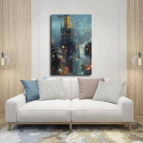 Miniatura 5 de Retro Futurism Cityscape Print  Neon Sci-Fi Wall Decor  Cyber Steampunk Poster for Gamers & Collectors Canvas Poster Wall Art Decor Print Picture