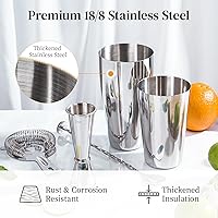 Vista 3 de X Home Cocktail Shaker Set, Professional 4-Piece Bartender Kit with Boston Shaker, Hawthorne Strainer, Double Measuring Cocktail Jigger, and 10-inch