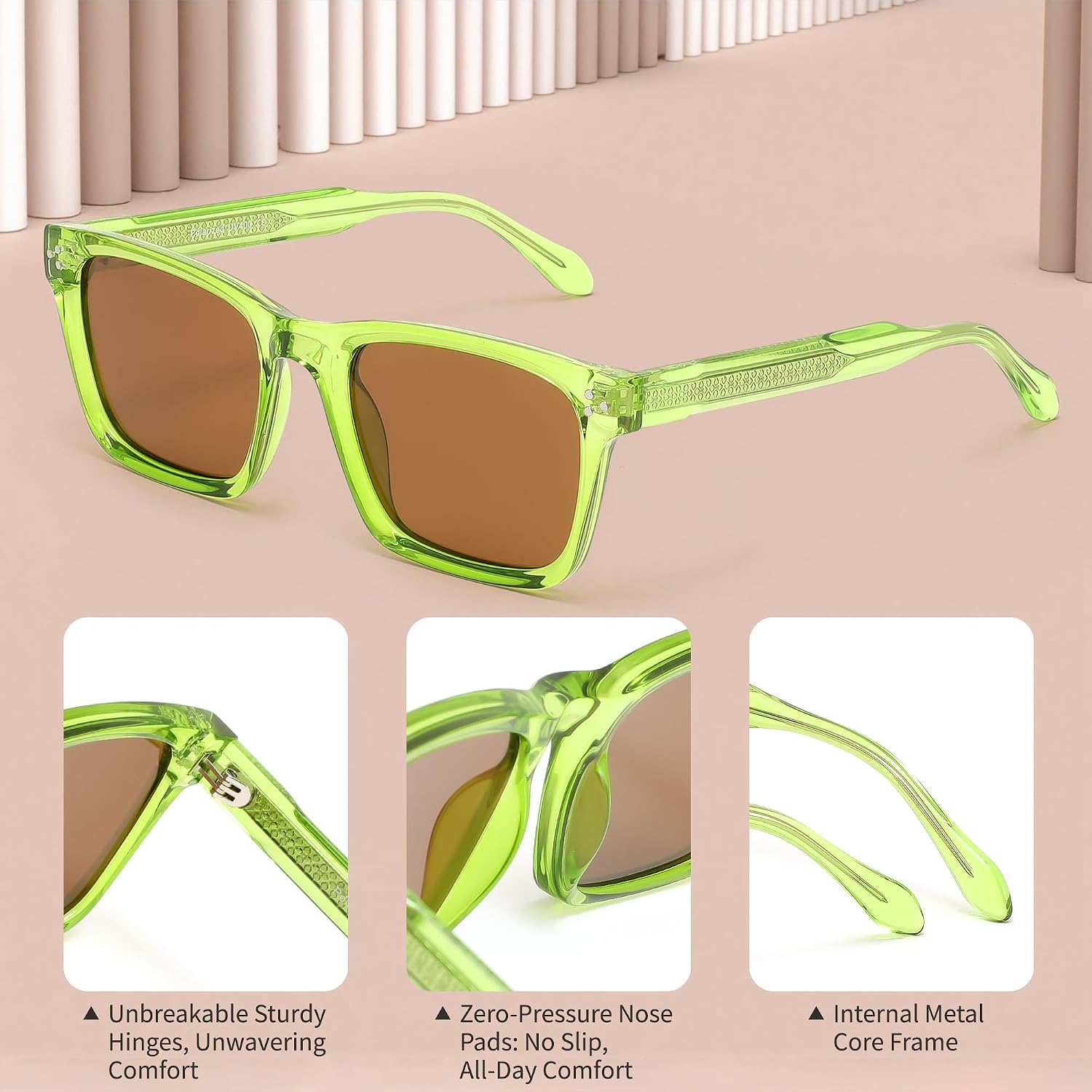 FEISEDY Square Sunglasses For Men Women Polarized Trendy Chunky Thick Frame Rectangle Shades Sun Glasses UV400 B0294