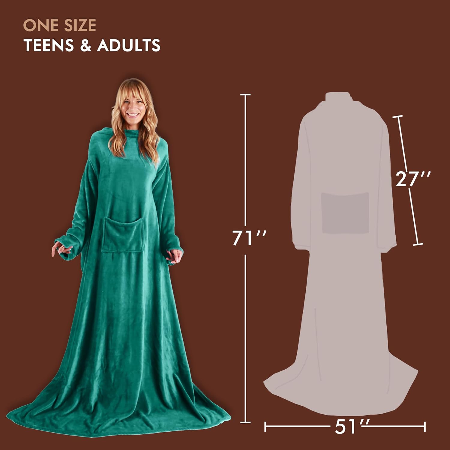 Tirrinia Wearable Blanket Adult, Sunggle Blanket With Sleeves, Reading Full Blanket, Cozy TV Blanket, Gift Idea for Women Men Mom, Green - Image 6