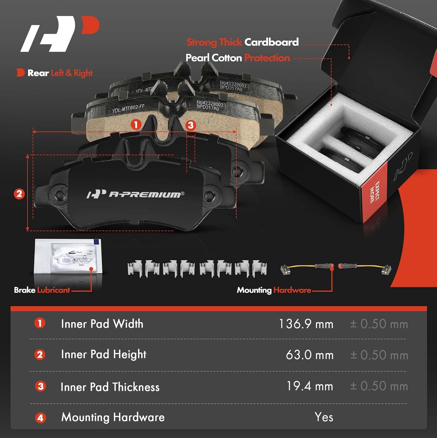 A-Premium 6-PC 11.73 inch (298mm) Rear Solid Disc Brake Rotors + Ceramic Pads Kit Compatible with Select Mercedes-Benz, Dodge and Freightliner Models - Sprinter 2500, Sprinter 3500