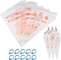LABOTA 200 Pack Disposable 12 Inch Piping Bags - Clear Icing Pastry Bags for Cake Decorating with Anti-Slip Grip & Ties