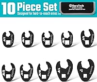 Vista 3 de DURATECH Juego de 10 llaves Crowfoot de 3/8 pulgadas, SAE, acero CR-V, con bolsa con cremallera