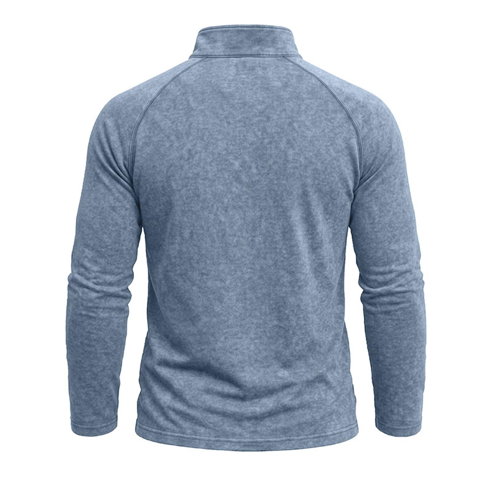 Herren-Poloshirt, 1/4-Reißverschluss, langärmelig, lässiger Pullover