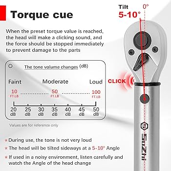 SuZhi 3/8 Inch Drive Torque Wrench 10-100ft.lb/13.6-135.6Nm