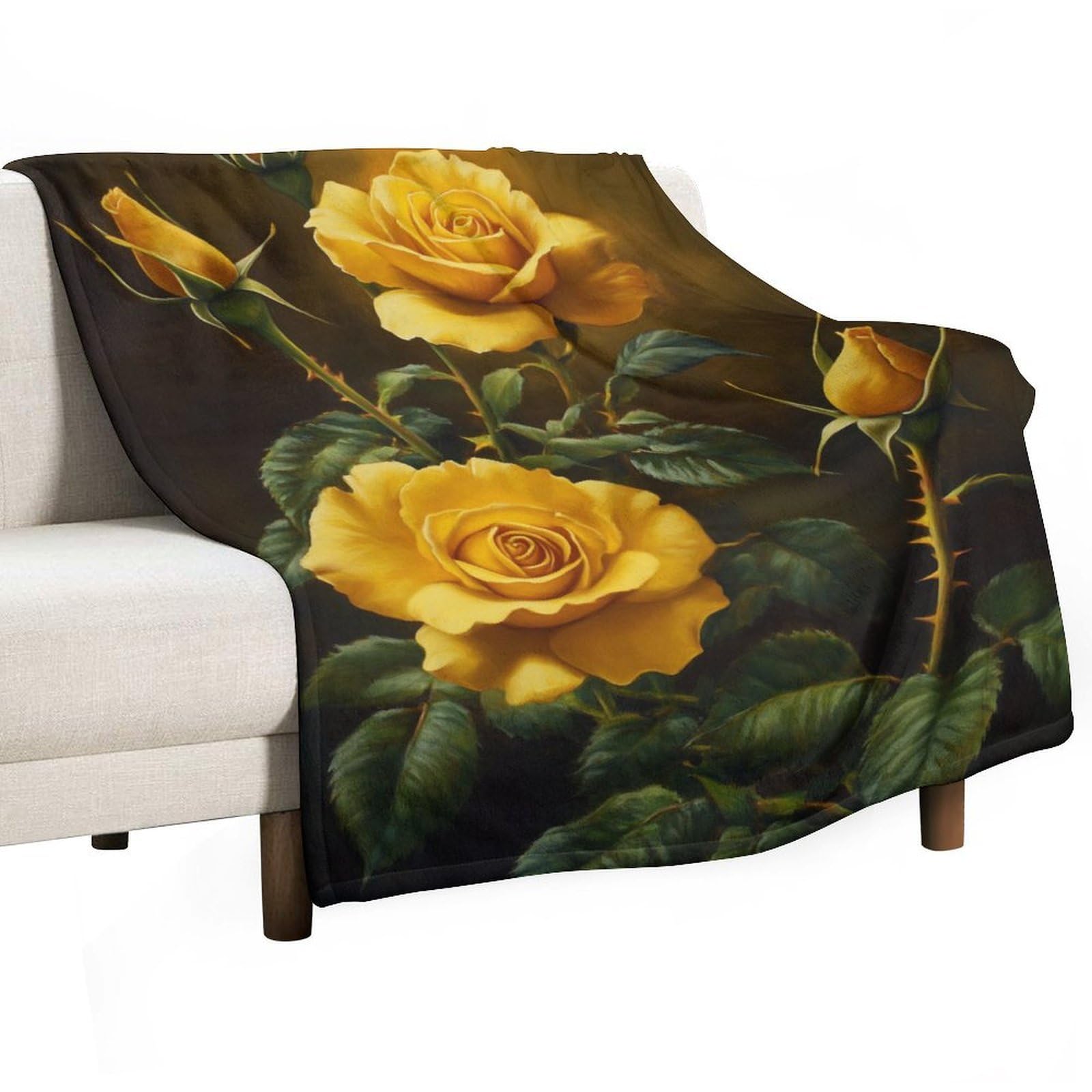 Couverture de lit aux roses jaunes pour vos soirées cocooning sur le canapé