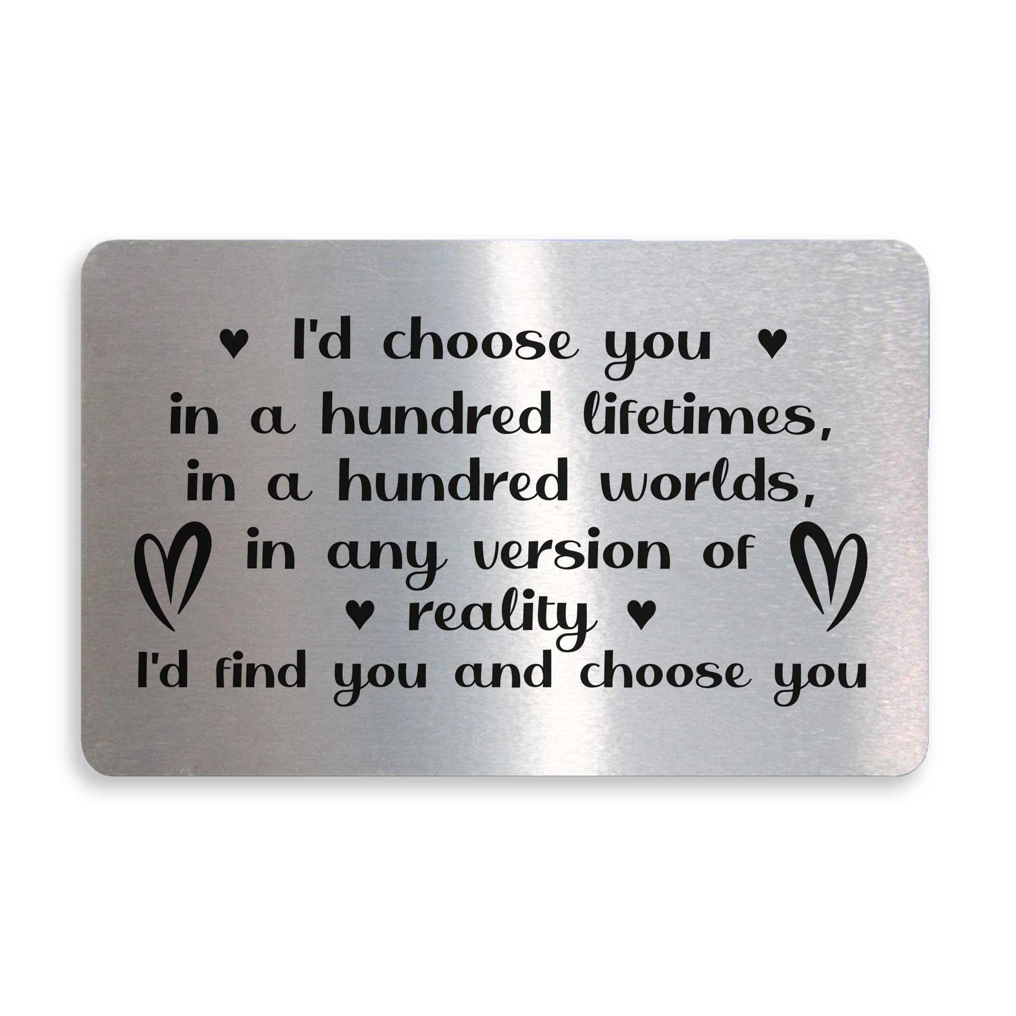 Special Anniversary Valentines Day Gift For Him Her Metal Card Thank You Gift Keepsake