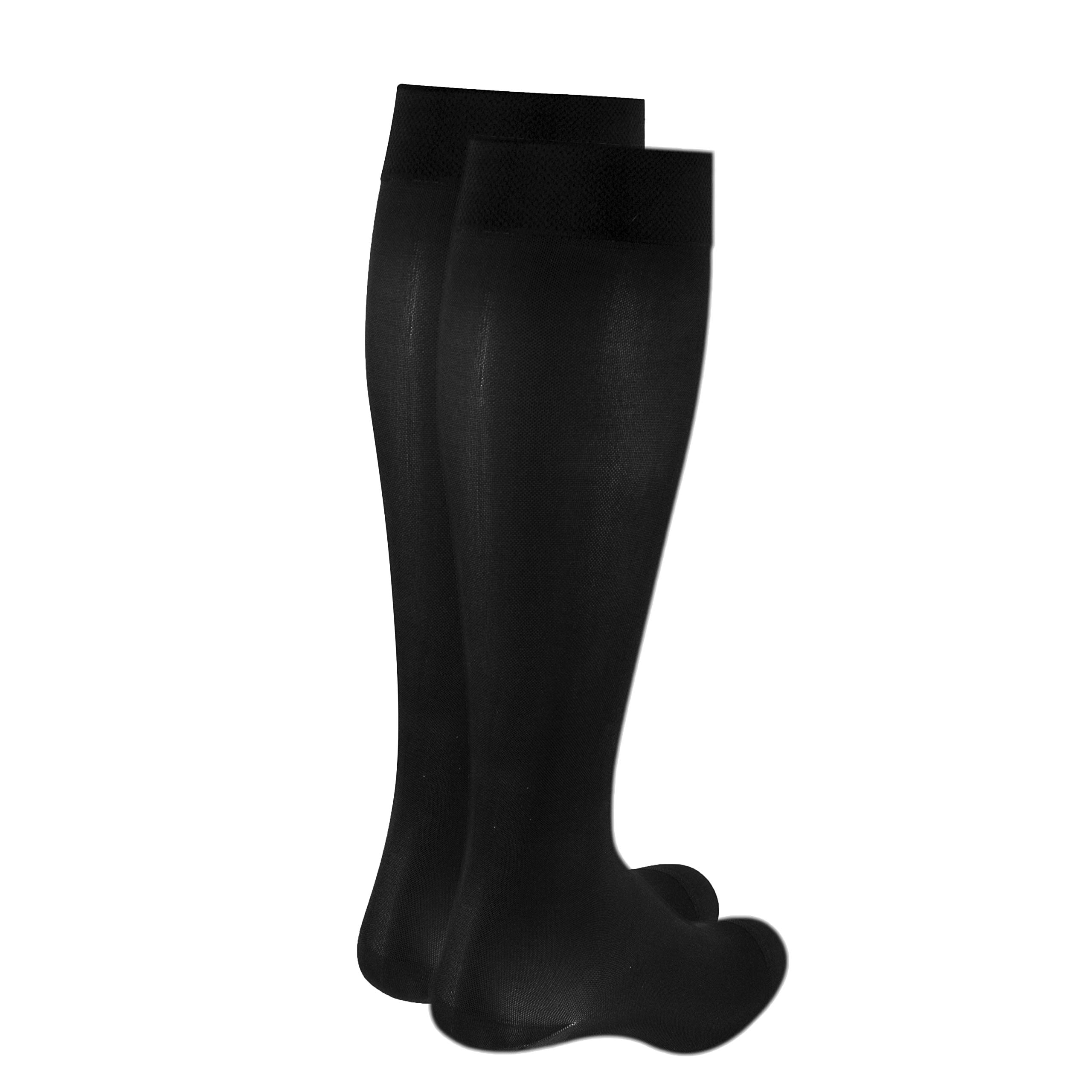 Truform Women's Compression Stockings, 20-30 mmHg, Knee High Length, Closed Toe, Opaque, Black, X-Large