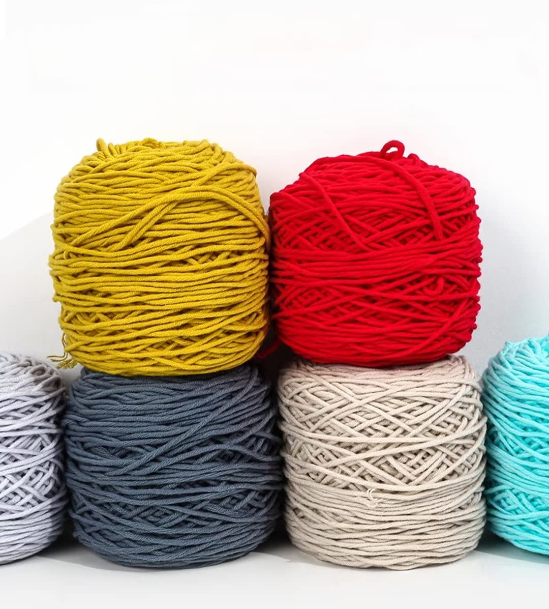 Hilo de chenilla de punto grueso, 6 ovillos de hilo for tejer 95 g, 8 hebras, 5 mm grosor, 100 m por ovillo(O,95g/roll)