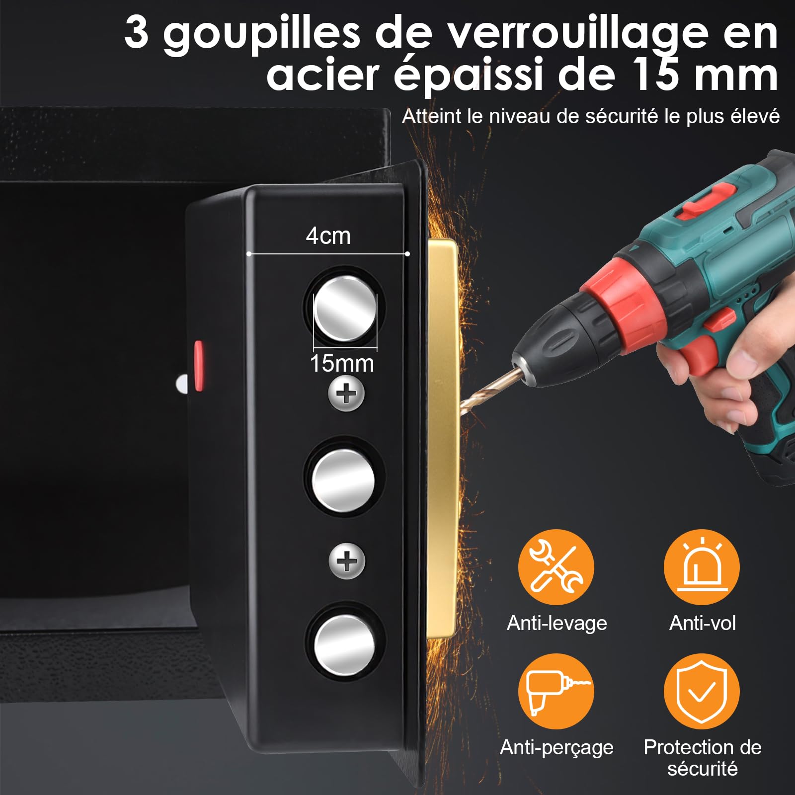 Petit Coffre Fort à Code,Coffre Fort électronique,Coffre-Fort Mural électronique,Coffre Fort Anti Feu et Clés,Acier Mini Coffre,pour Maison, Bureau, Hôtel, 31 x 20 x 20cm