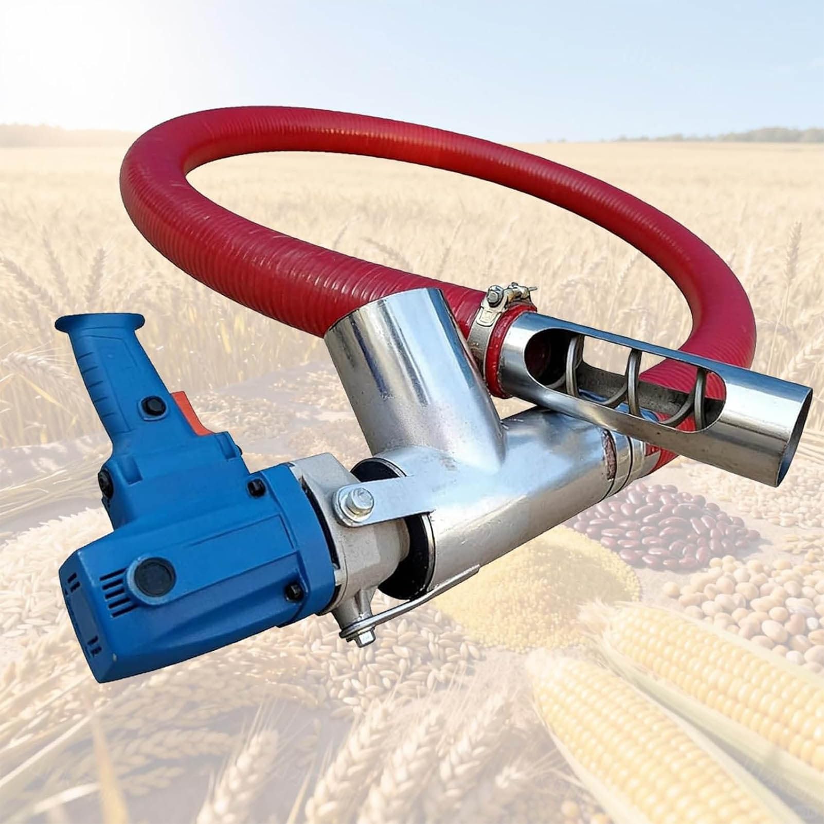 LJLYYDS Electric Auger Conveyor - Grain Suction Machine with Heavy-Duty Hose for Transporting Grain, Feed, Fertilizer, Sand, and Cement 1.5m