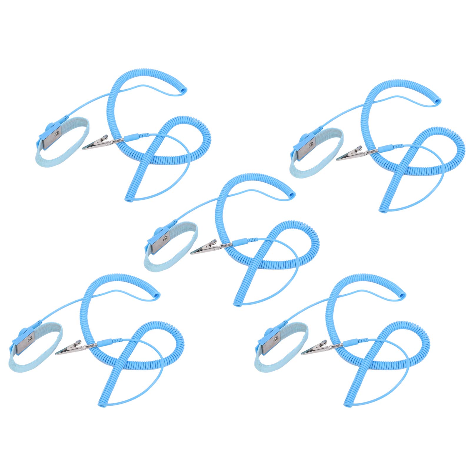 Cinturino da Polso Antistatico Comodo Strumento di Riparazione Clip per Braccialetto ESD per Elettricisti 5 M X 2,4 Mm Durevole PU Confezione da 10