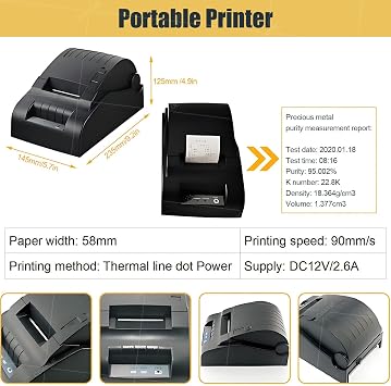 Gold K Value Tester, High Precision Gold Testing Analyzer Machine, Precious Metal Densimeter Density, Gold Silver Testing Machine, for Gold, Platinum, Palladium, Jewelry 600K+Printer