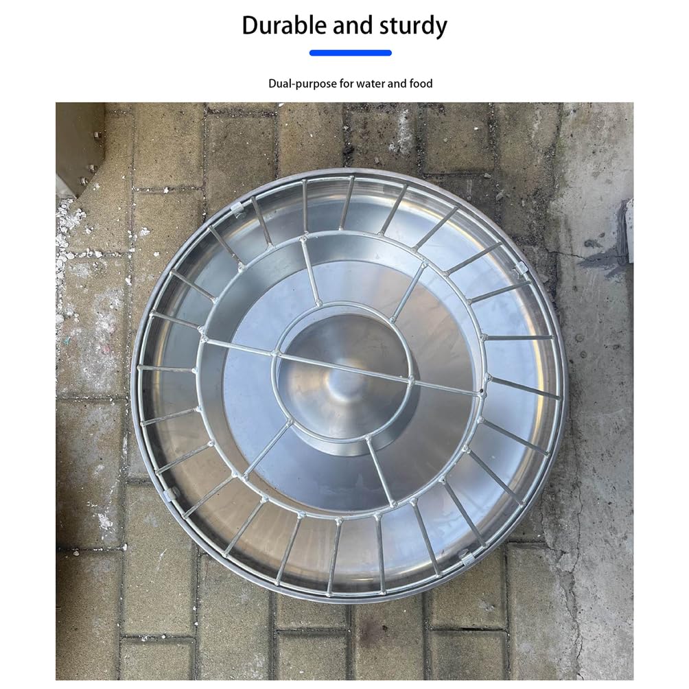 Comedero de pollo de acero inoxidable, dispensador de alimentos para aves de corral de gran capacidad para cocinar al aire libre, pollos pequeños y patos