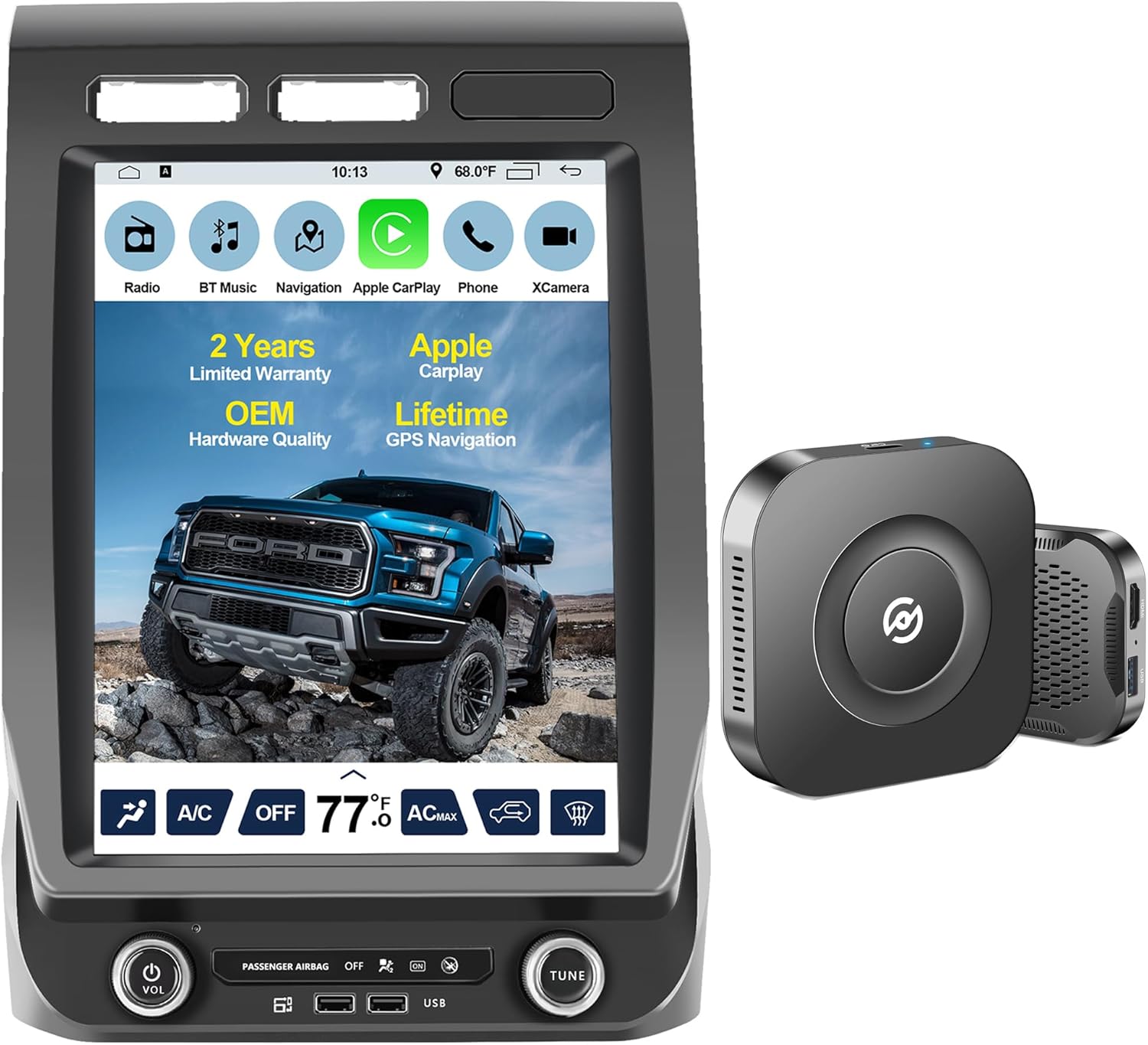 Car Stereo Upgrade for Ford F150 2015 2016 2017 2018 2019 2020 Android Radio,12.1inch Touch Screen Replacement,Built in GPS,Suppt Wireless Carplay Android Auto (V2 with B&O +Wireless Adapter)