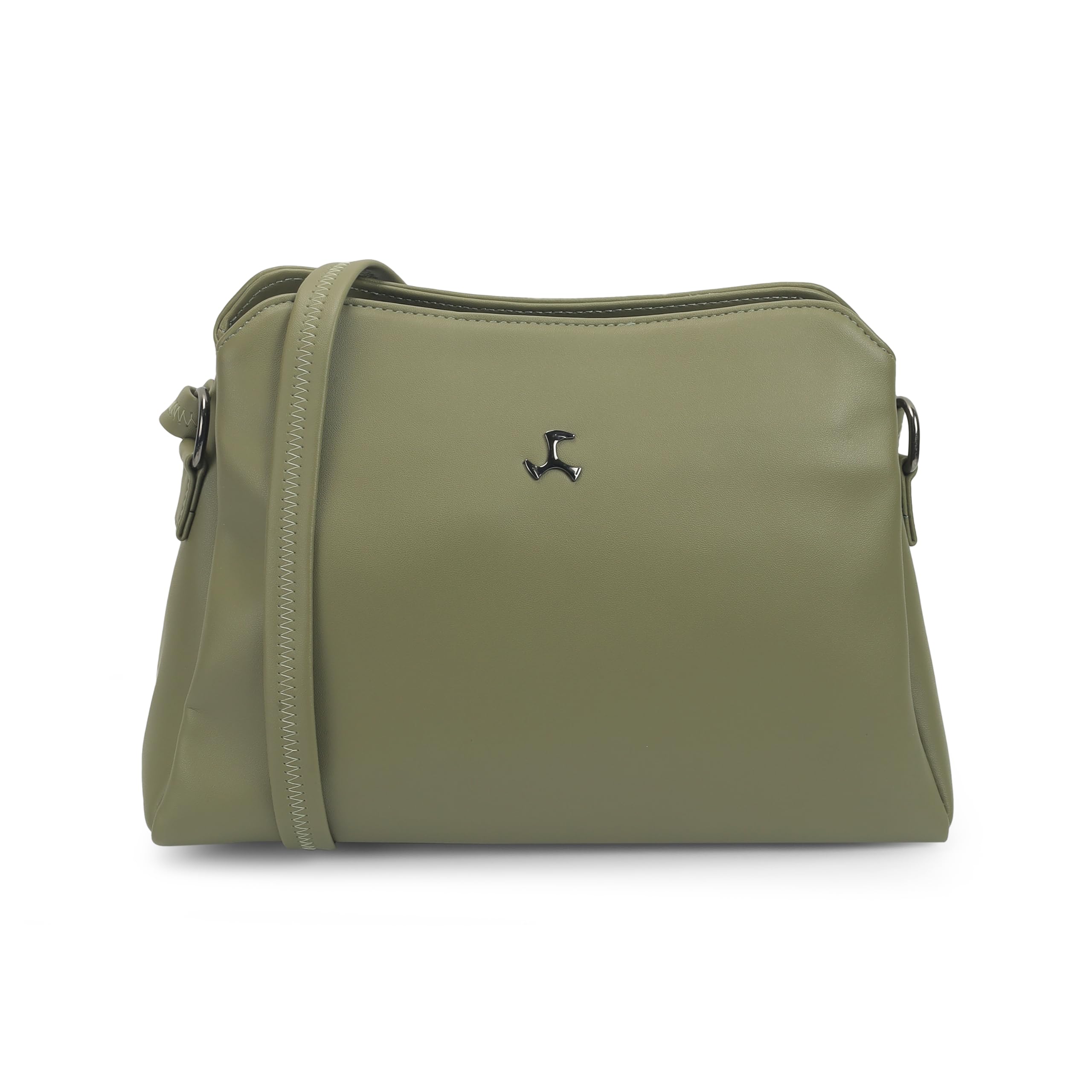 Women Casual Faux leather Soft Body Zipper closure Solid Sling Bag-image-7