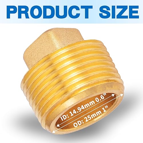 Miniatura 2 de FullMayPro Tapón de drenaje de latón NPT de 34 pulgadas (el diámetro exterior es de 1 pulgada o 0.984 in), tapones de barco, tapón de drenaje de