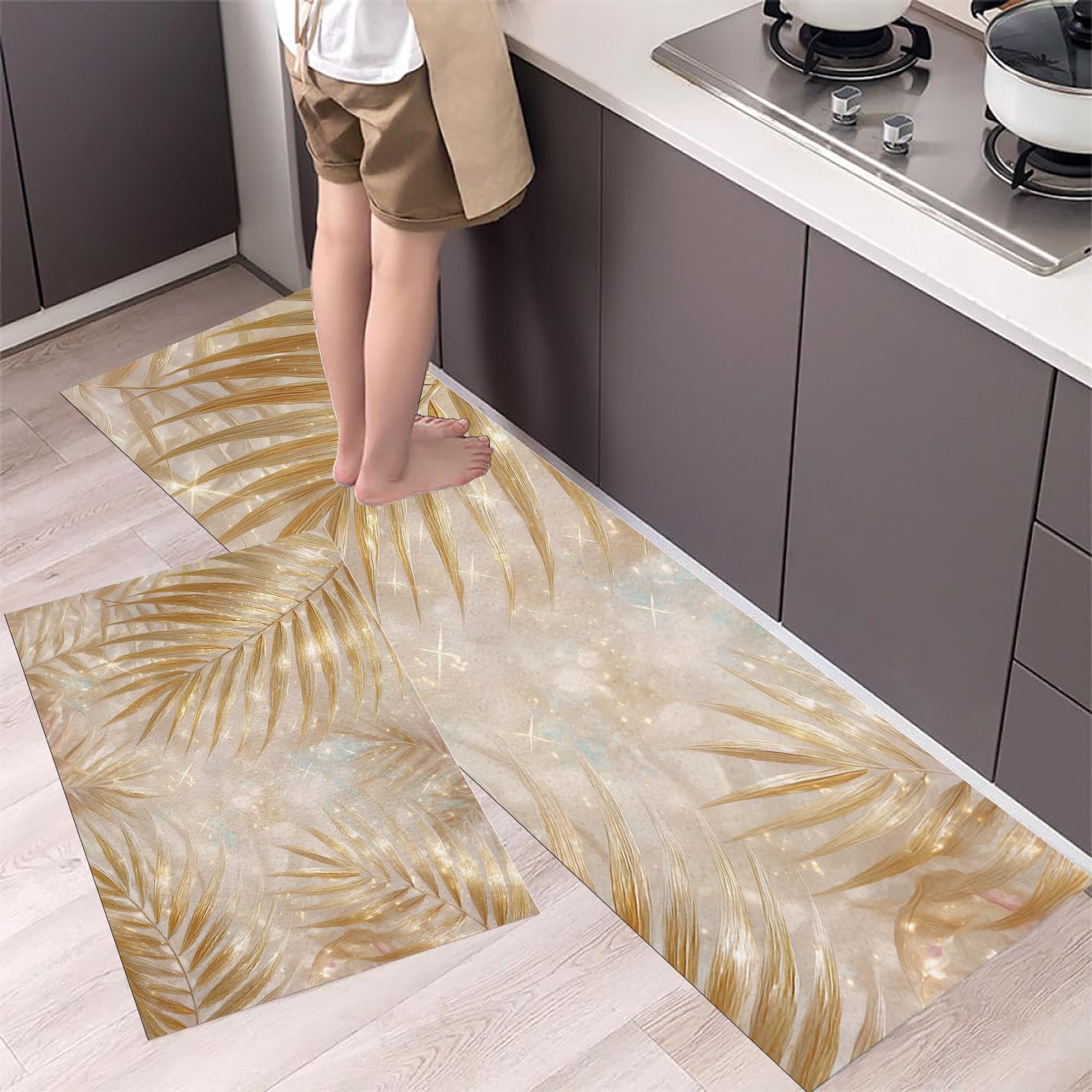 Alfombra de cocina lavable de dos piezas para evitar resbalones y proteger el suelo