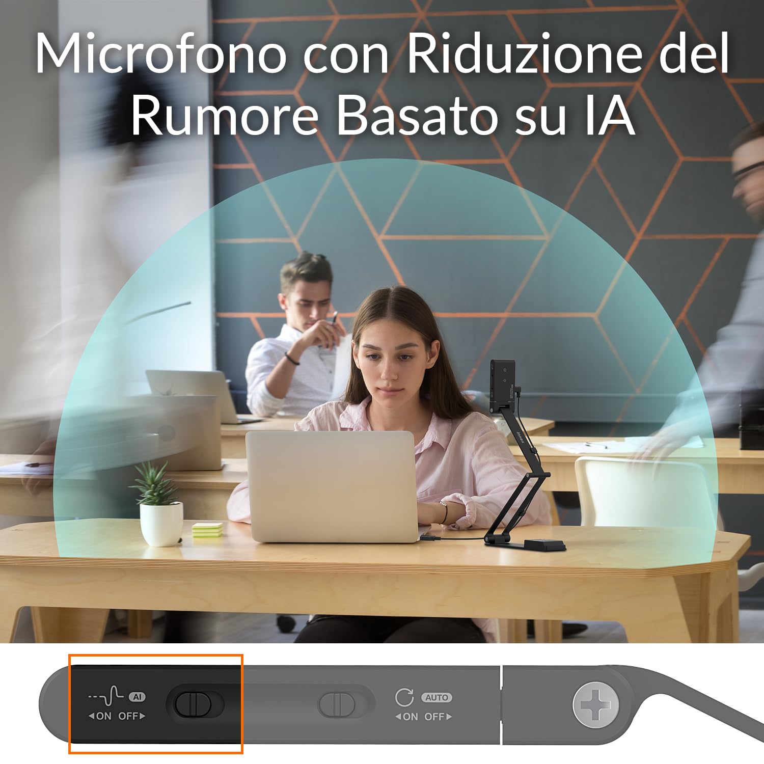 Innex DC500 4K USB Document Camera, Webcam PC e Scanner Documenti 3-in-1 | 16MP, 4K/30 fps, 1080p/60fps, Microfono IA, Doppio Autofocus, Flip Automatico, Luce LED, OCR, per Windows/Mac/Chromebook