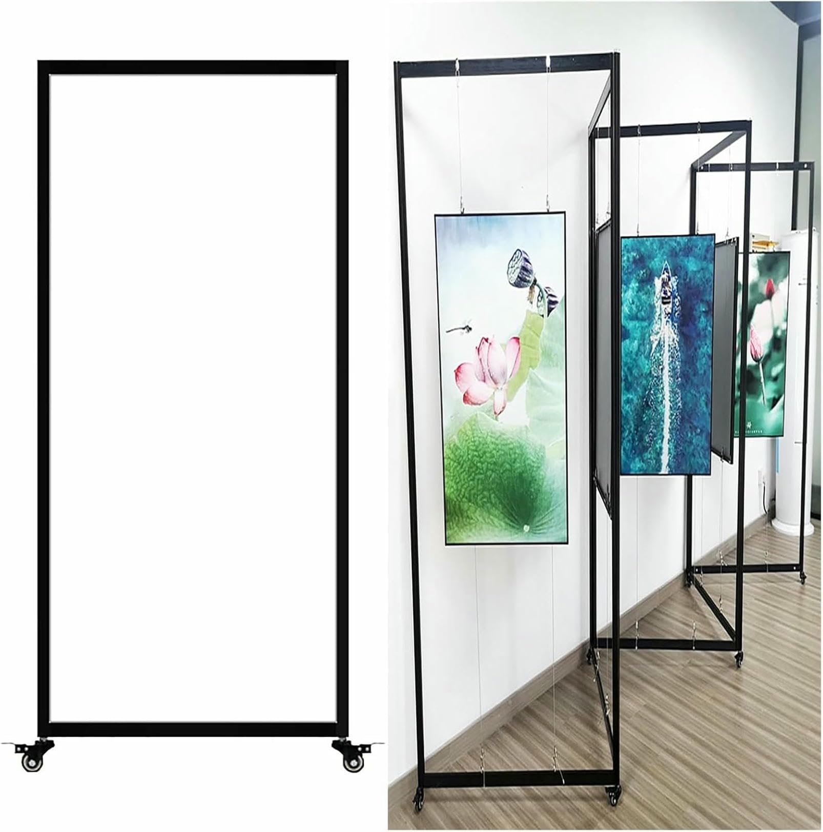 Składany ruchomy stojak do zawieszenia zdjęć i obrazów, aluminiowy stojak na ramki na zdjęcia, wolnostojący stojak do galerii (5 szt. - 120 x 240 cm)