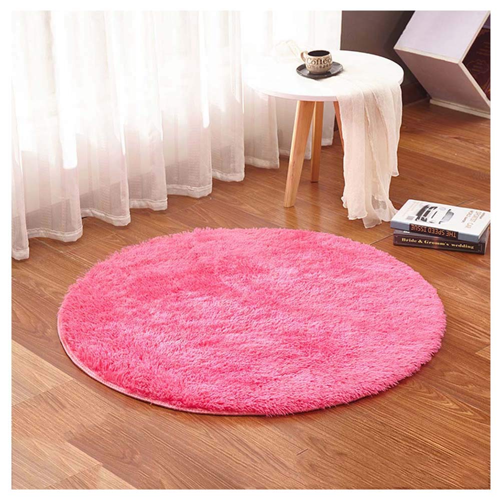 GUOCU Teppich Rund Hochflor Shaggy Langflor Teppich Flauschiger Teppiche Bettvorleger Wohnzimmer Teppich,Rosa2,Durchmesser 200cm